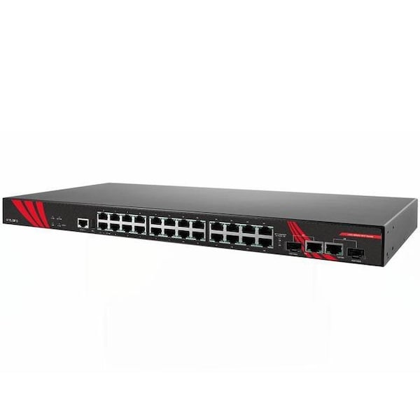 Antaira 26-Port Industrial Gigabit Managed Ethernet Switch, w/24-10/100/1000Tx RJ45 and 2-Gigabit Combo Port LMX-2602G-SFP-T - main